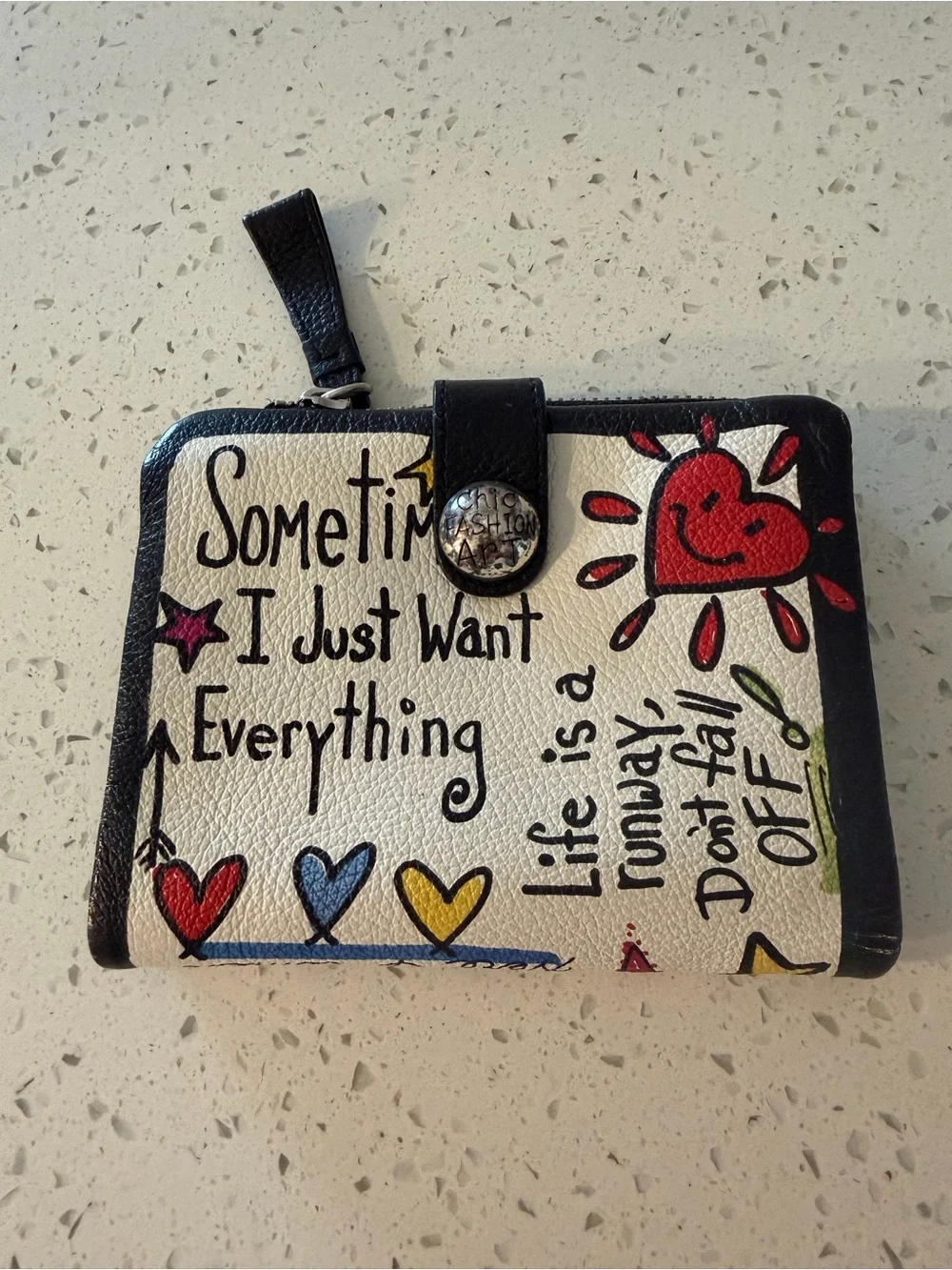 Brighton Fashionista Love Scribble Leather Wallet Organizer - Great Condition